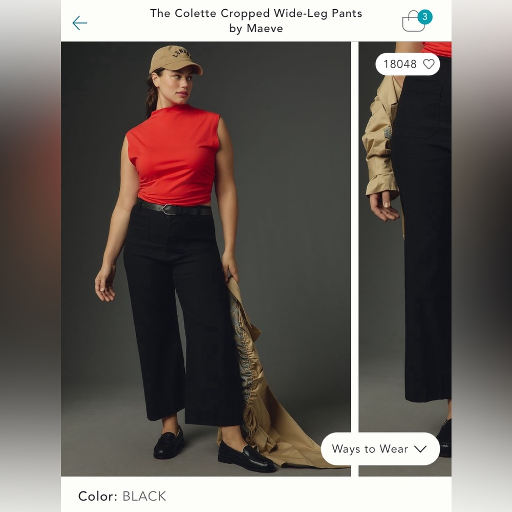 “The Colette Wide-Leg Pants” by Maeve in Black